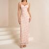 Mesh dress, European and American sexy printing backless split tight hip-wrapped long suspender skirt