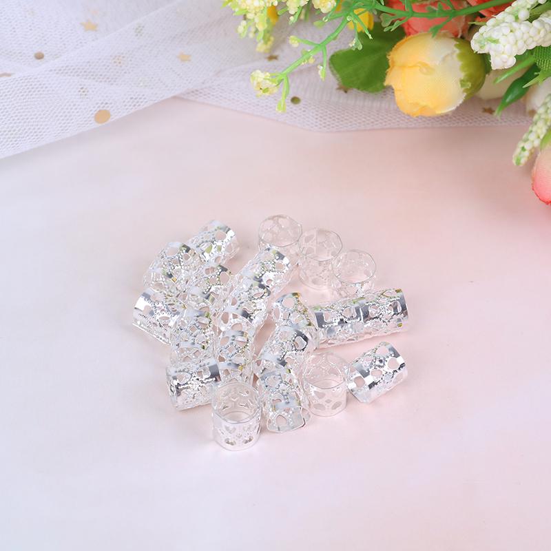 10/20/50/60/100Pcs Metal African Hair Rings Beads Cuffs Tubes Charms Dreadlock Rings clips braid spiral braid hair extension