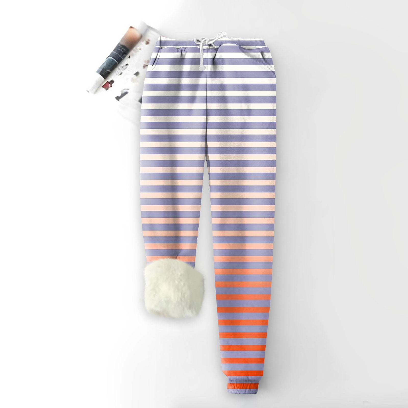 Женские модные спортивные свободные утолщенные теплые брюки из плотного флиса с принтом — фото 12