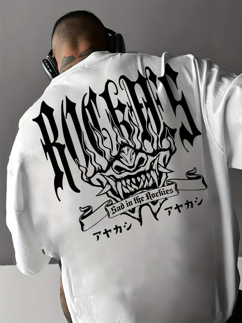 

Мода 2025 Новая Мужская Футболка с Готическим Принтом Букв и Воина-Призрака, Удобная и Дышащая, с Круглым Вырезом, Топ в Уличном Стиле для Отдыха 4XL