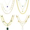 Necklace for Women Wind Multi-layer Emerald Gemstone Necklace Women Hundred Snake Bone Chain Necklace Ins Wind Multi-layer Necklace Elegant Necklace