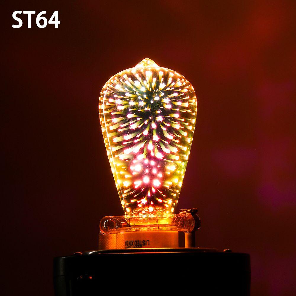 3W Ball light Screw connector E27 holder Glass Edison  3D Fireworks Bulb Party Lamp