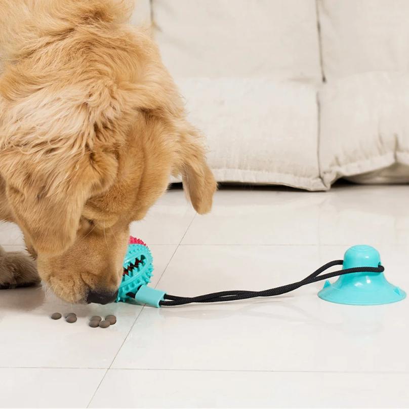 Dogs Food Toys Silicon Suction Cup Tug Interactive Dog Ball Toy For Pet Chew Bite Tooth Cleaning Toothbrush Feeding Pet Supplies
