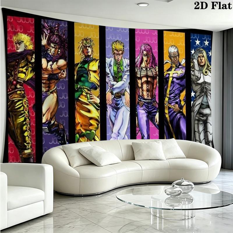 Anime JJBA Wall Tapestry Aesthetic Wall Hanging Printed Fabric Blanket Decorative Tapestries for Bedroom Living Room Home Decor
