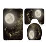 Waterproof Shower Curtain Set Moonlight Sea Starry Sky Scenery Bath Rug And Mats With Hooks Toilet Seat Cover Bathroom Decor