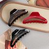 Korean Style Large Acetate Claw Clip with Gold Label - Textured Shark Clip for Updo Hair Accessories