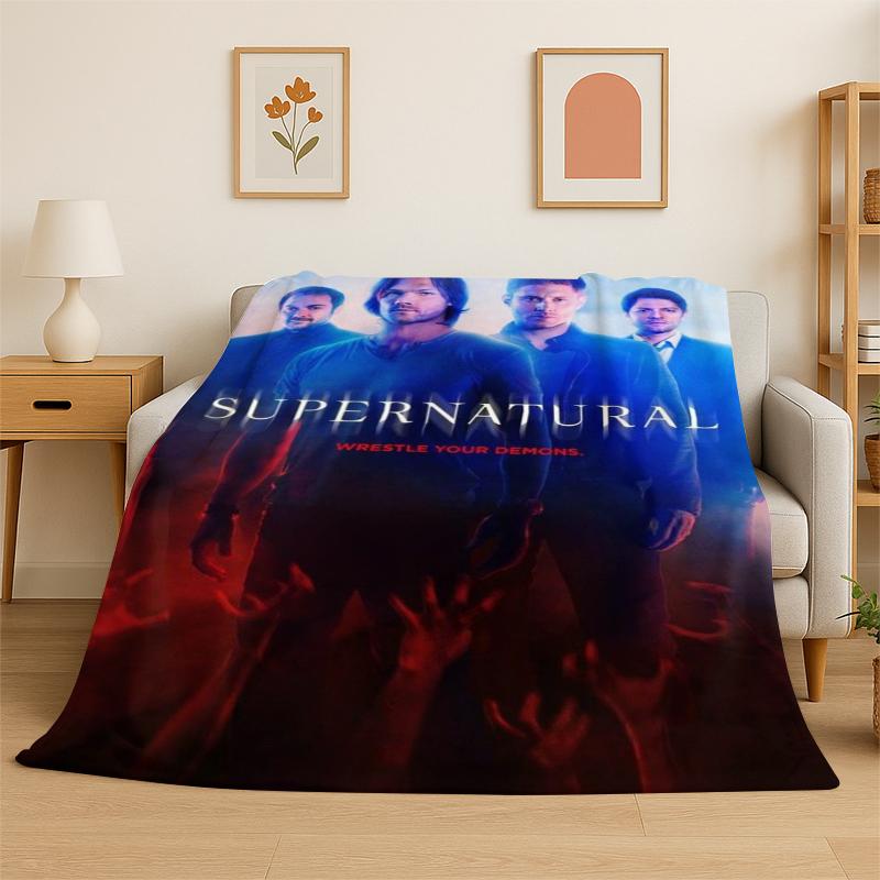 

SPN Supernatural Dean Sam TV Flannel Blanket Soft Warm Throw Blanket for Bedroom Living Room Bed Travel Camping Picnic Kid 75x90cm
