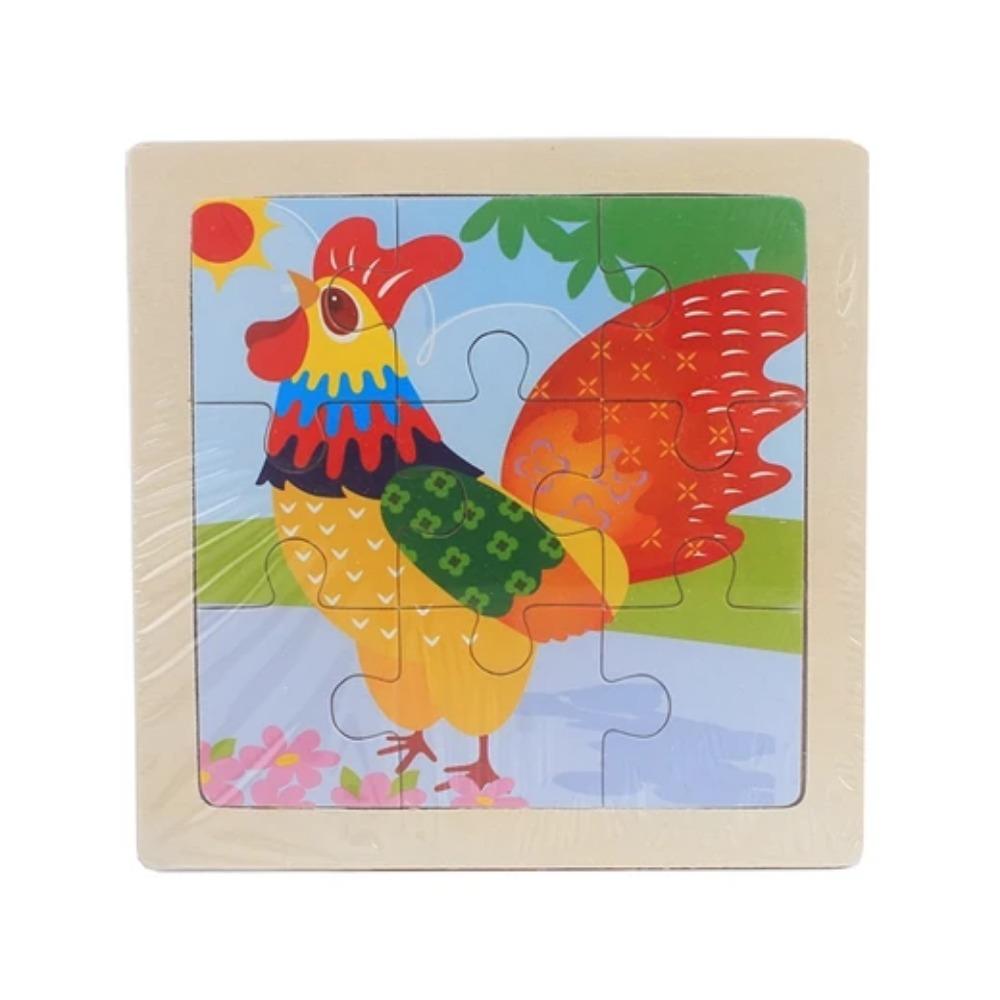 Kids Toy Wood Puzzle Small Size 11*11cm Wooden 3D Puzzle Jigsaw for Children Baby Cartoon Animal/Traffic Puzzles Educational Toy