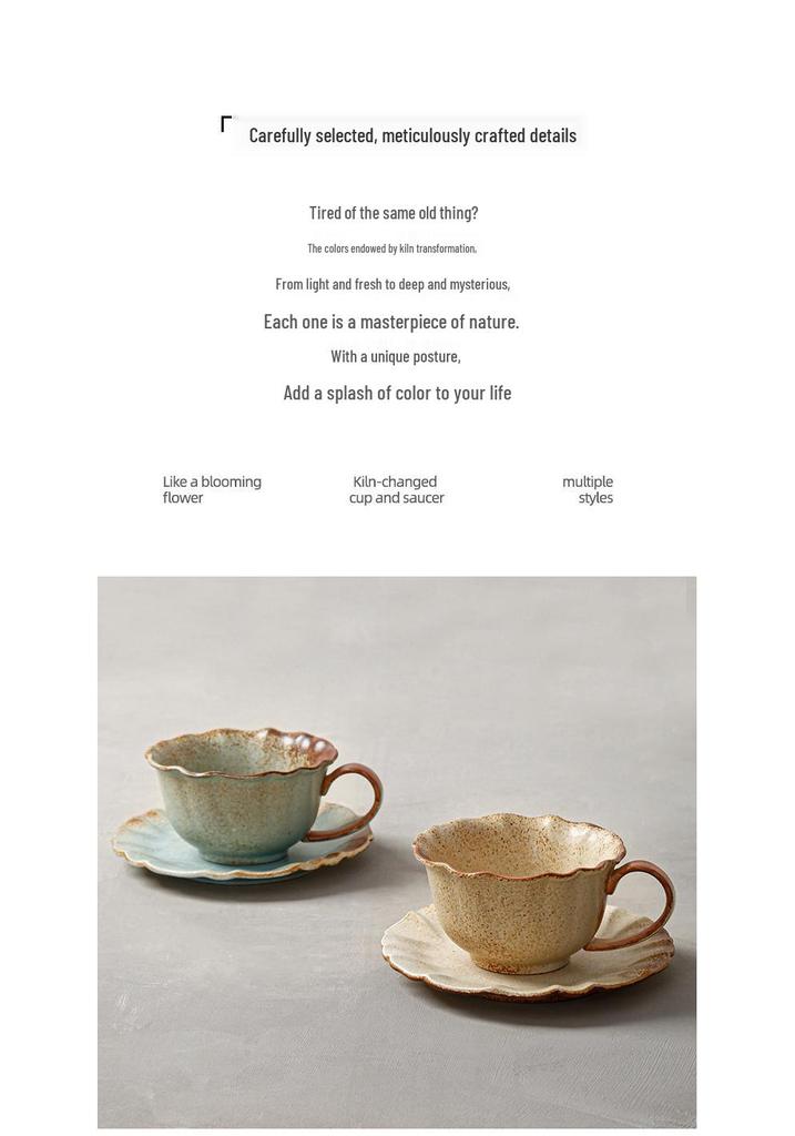 Wabi-Sabi Ceramic Coffee Cup & Saucer Set: Exquisite, High-End Latte Cup Perfect for Afternoon Tea