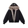 American Style Winter Cotton Jacket Cat Ear Faux Fur Hooded Coat Thicken Fleece Lined