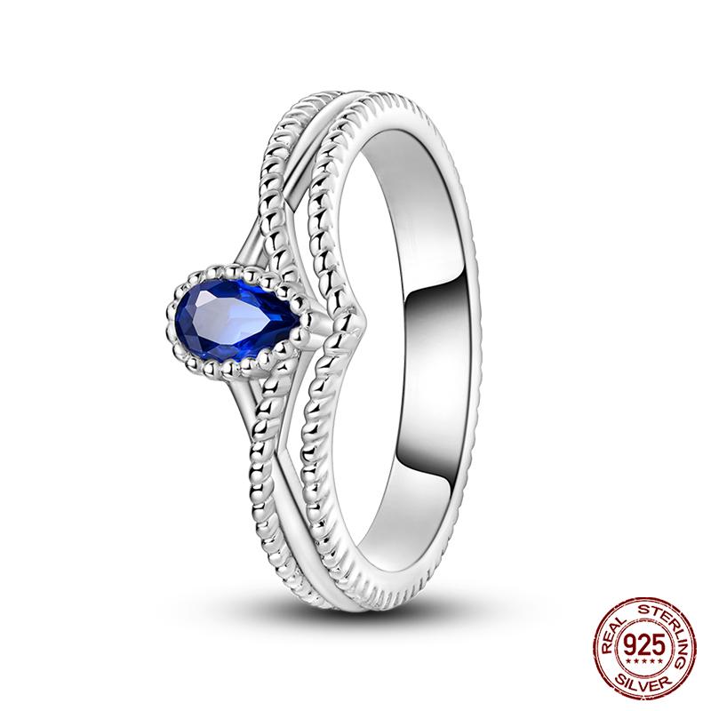 

Trendy Sunflower Ring Design For Women Genuine Copper Double Layered Wishing Bone Blue Zircon Ring Exquisite Wedding Party Jewelry Creation 8