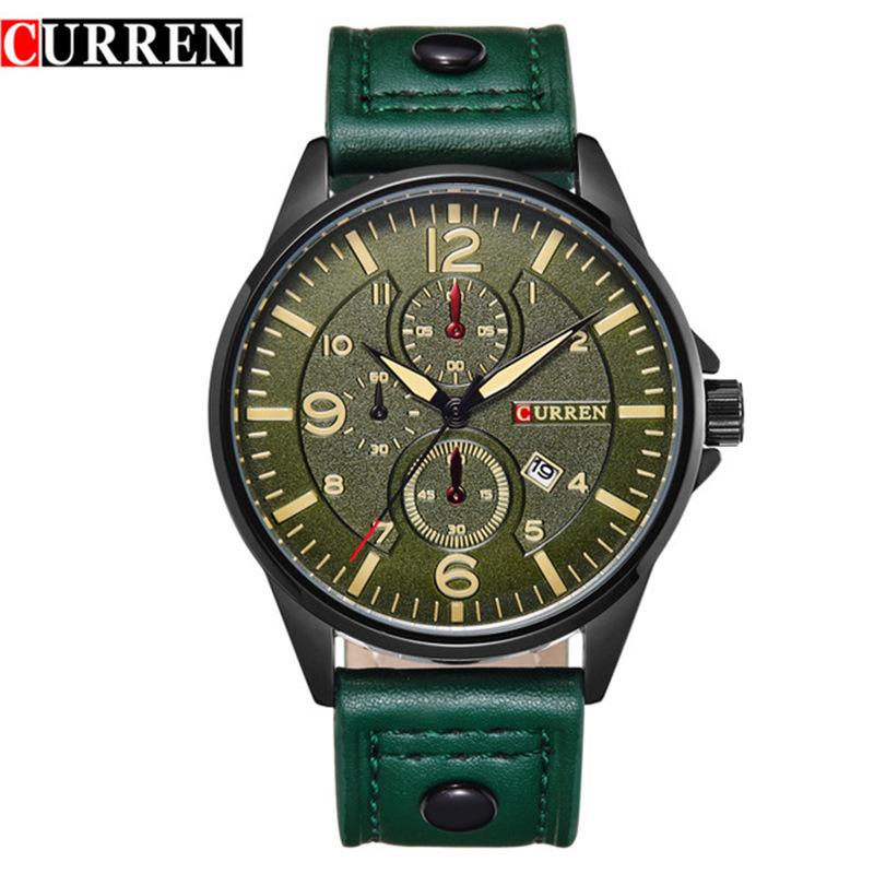 CURREN New Top Men's Watches Quartz Movement Genuine Leather Strap Men's Casual Watches
