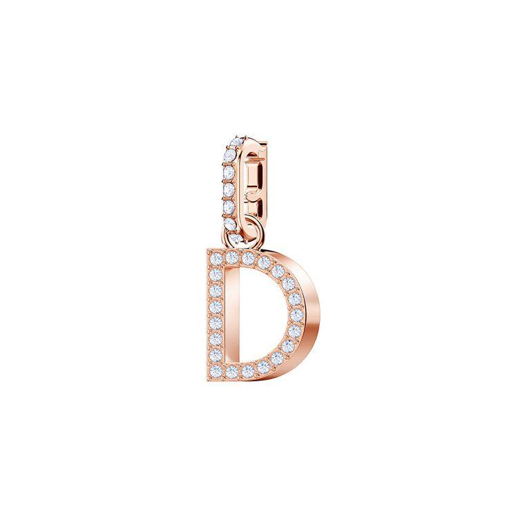 Swarovski Versatile Magic Chain Adjustable Letter D Pendant Unisex Jewelry 5437620 Rose Gold,F