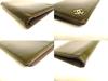 Authentic CHANEL CC Logo Olive Green Patent Leather Bifold Flap Long Wallet #a052  Open box