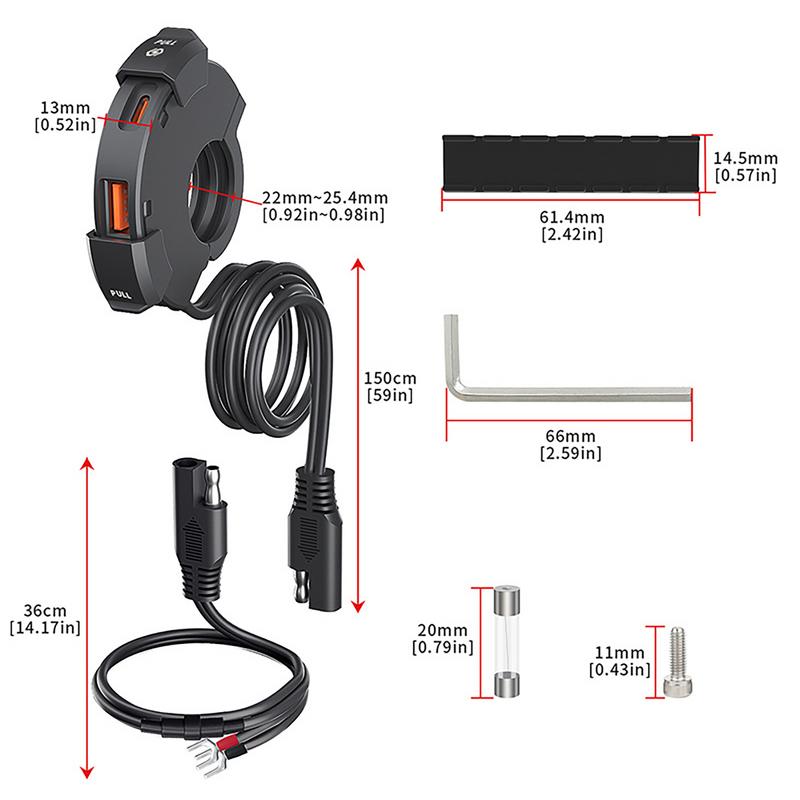 USB Motorcycle Charger Port Flexible Type C Charging Stand Motorcycle Phone Charger Motorcycle Accessories And Parts