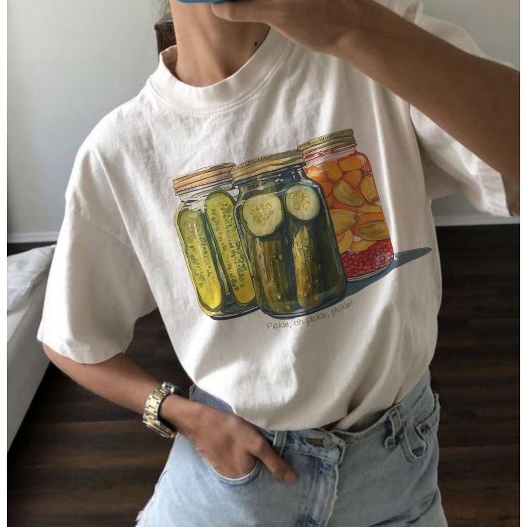 Summer European and American New Fashion Fruit Printing Casual Loose Round Neck Versatile Women's Cotton T-shirt Casual Wear