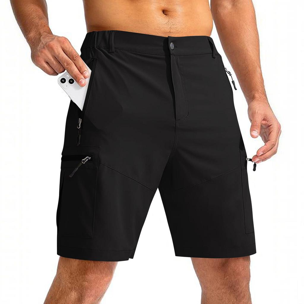 Herrgolfshorts med flera fickor, Elastisk midja, Casual klänningsshorts för sommaren