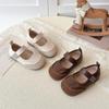 Girls' 2026 Spring/Autumn Mary Jane Leather Moccasins - Soft Sole Princess Shoes for Kids