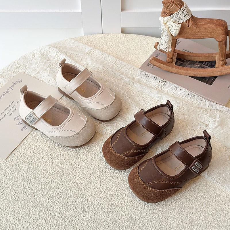 Girls' 2026 Spring/Autumn Mary Jane Leather Moccasins - Soft Sole Princess Shoes for Kids