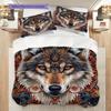 Primitive Wolf Pattern Bedding Quilt Set Quilt Cover Pillowcase Home Decoration Birthday Gift (1 * duvet cover + 2 * pillowcase, without core)