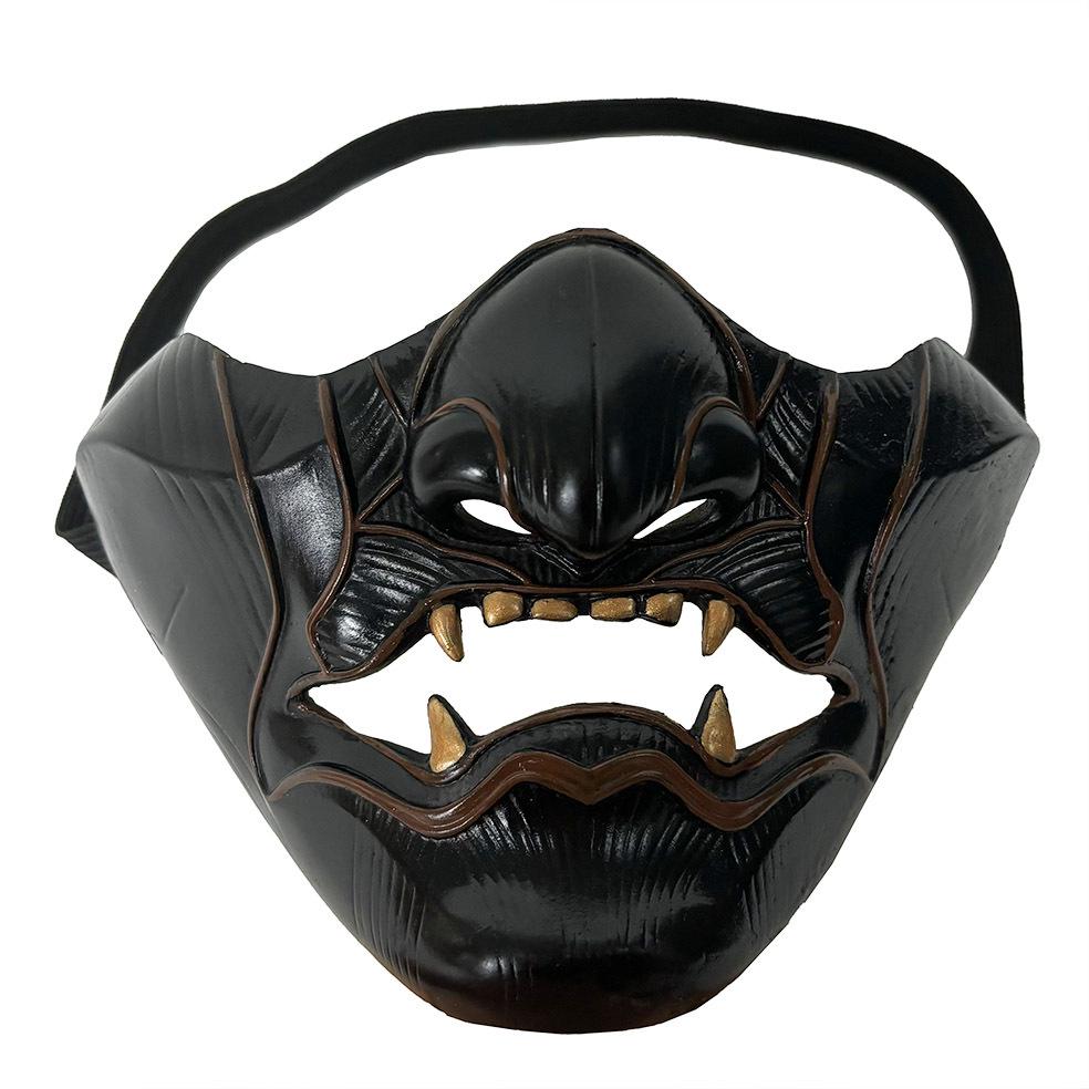Resin Half-Face Hannya Samurai Mask for Cosplay and Halloween