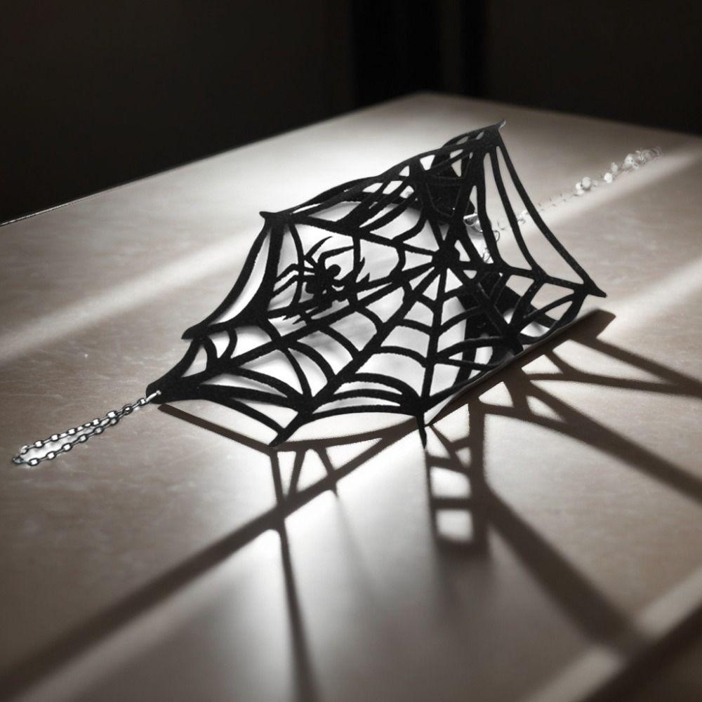 Adjustable Gothic Bracelet Double-sided Velvet Spider Web Bangle Black Thorn Bracelet Halloween