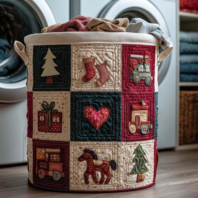 Quilted Cotton Laundry Basket Storage Organizer Clothes Dirty Home Organization