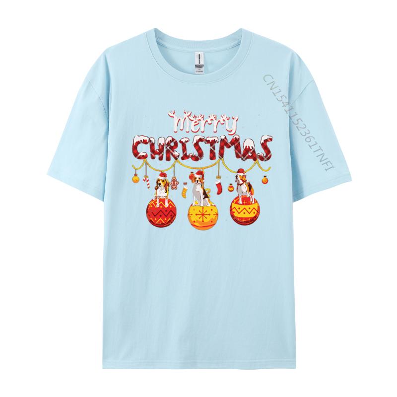 Beagle Dog Red Plaid Santa Merry Christmas Tshirt Print Casual Slim Fit Tshirt Top Graphic Tee Cotton