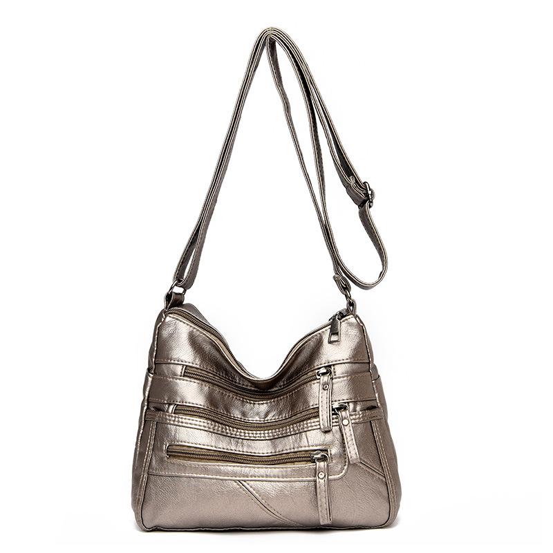 Women's 2021 Trendy Soft Leather Shoulder Bag - Large Capacity, All-Match, Middle-Aged Messenger Style