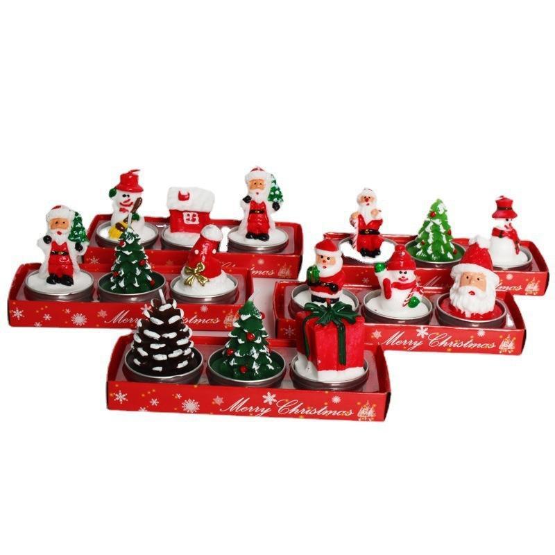 3Pcs Christmas Tree Scented Candle Handmade Santa Claus Cute Soy Wax Candles Snowman Wedding Candles Home Decoration Party Xmas