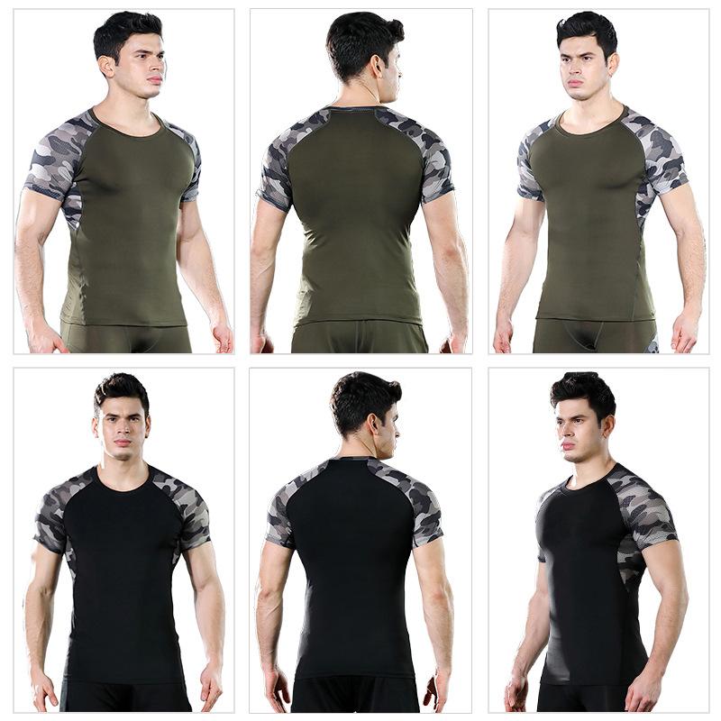 Men's Sports Quick-drying T-shirt Stretch PRO Tights Running Training Short-sleeved Fitness Wear