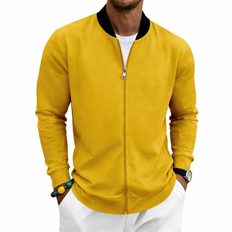 Men's Spring-autumn Lightweight Retro Simple Flight Stand-up Collar Jacket Baseball Shirt Jacket Cardigan