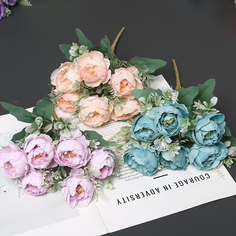 Elegant 6-Head Peony Silk Artificial Flowers for Home Decor and Photography