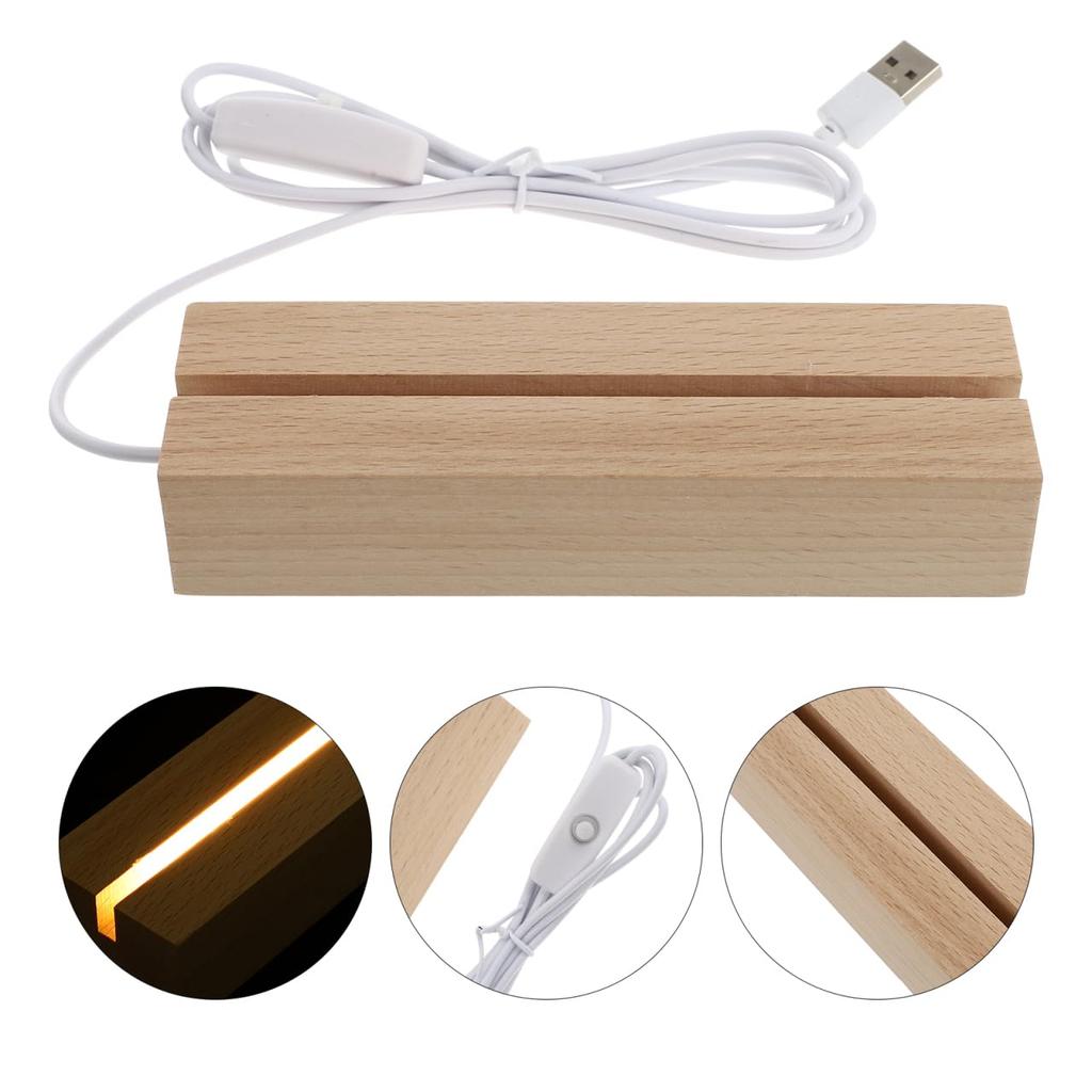 KESYOO Wooden LED Light Base, Set of 3, Made of Beech Wood, 6-inch, Lighting Stand, Base, USB Compatible, Home Use, Display Light Stand