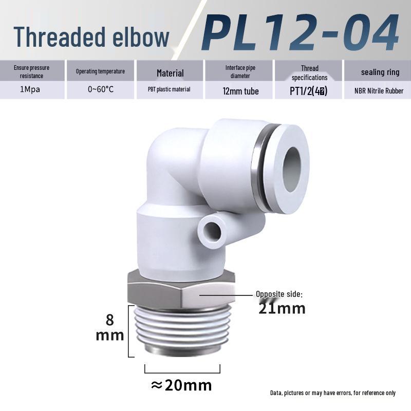 Zhuoji Pneumatic Quick Connect Elbow Fitting PL8-02/4-M5/6-01/10-03/1