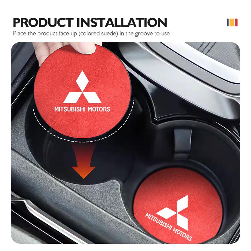 cyakpr1 Premium Suede Water Cup Pad Anti-Skid Splash-Resistan For Mitsubishi Lancer ASX Pajero Mirage Attrage Xpander Outlander