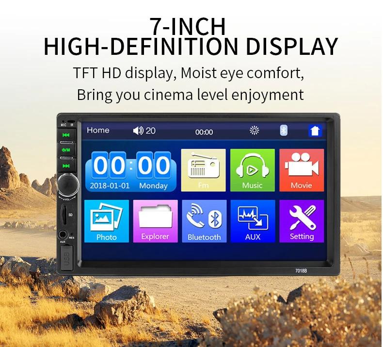 

Автомобильный MP5-плеер 7-дюймовый экран, изображение заднего хода, 12 В, радио, аудио, управление на руле, 2din BT