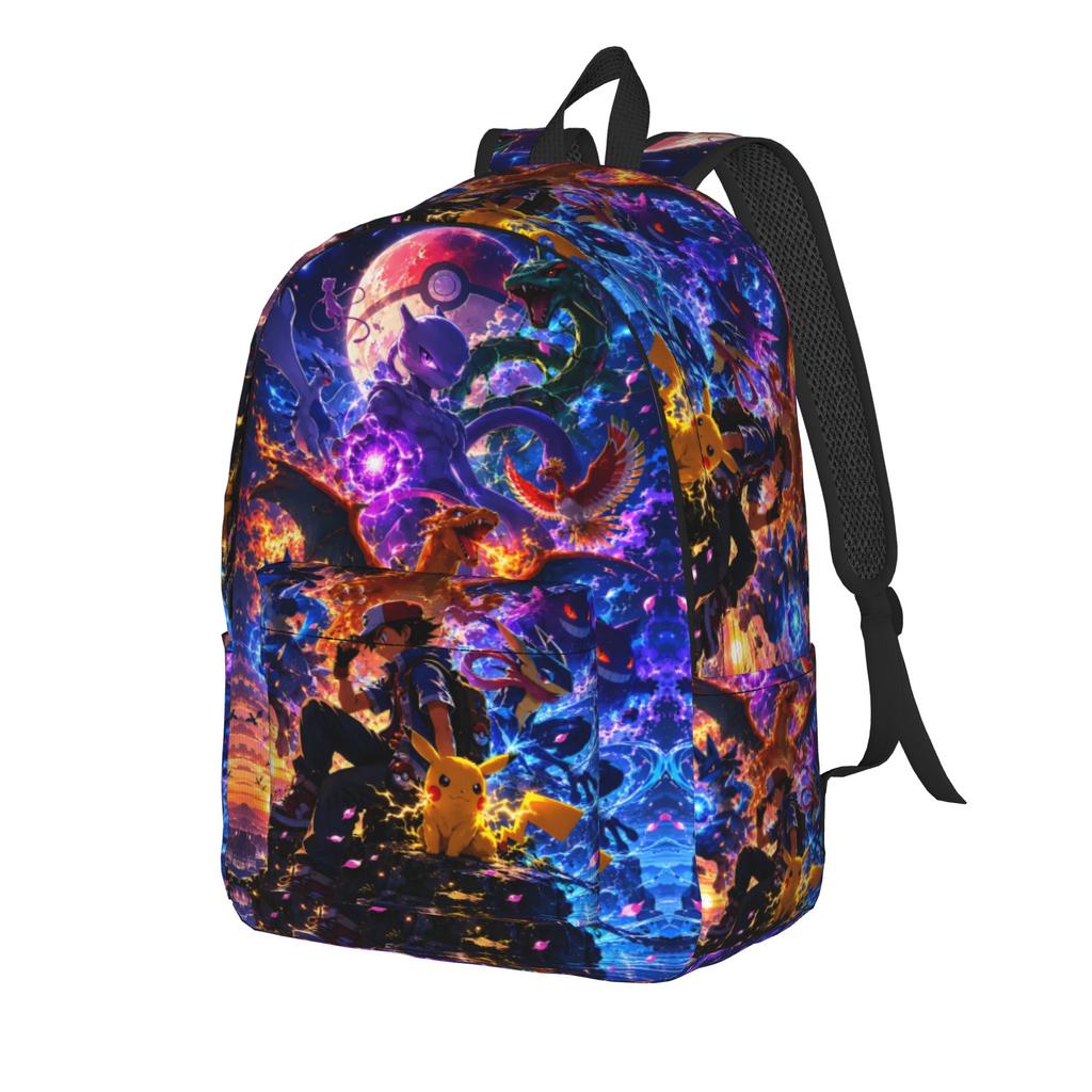 Fashion Pokemon Legend Creature Sunset Collage Backpack Mochilas Solid Outdoor Sturdy Shoulder Rucksack