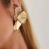 SHIXIN Creative Chic Petal Flower Stud Earrings Women Trendy Exquisite Wedding Bridal Gold Color Piercing Ear Daily Jewelry Gift