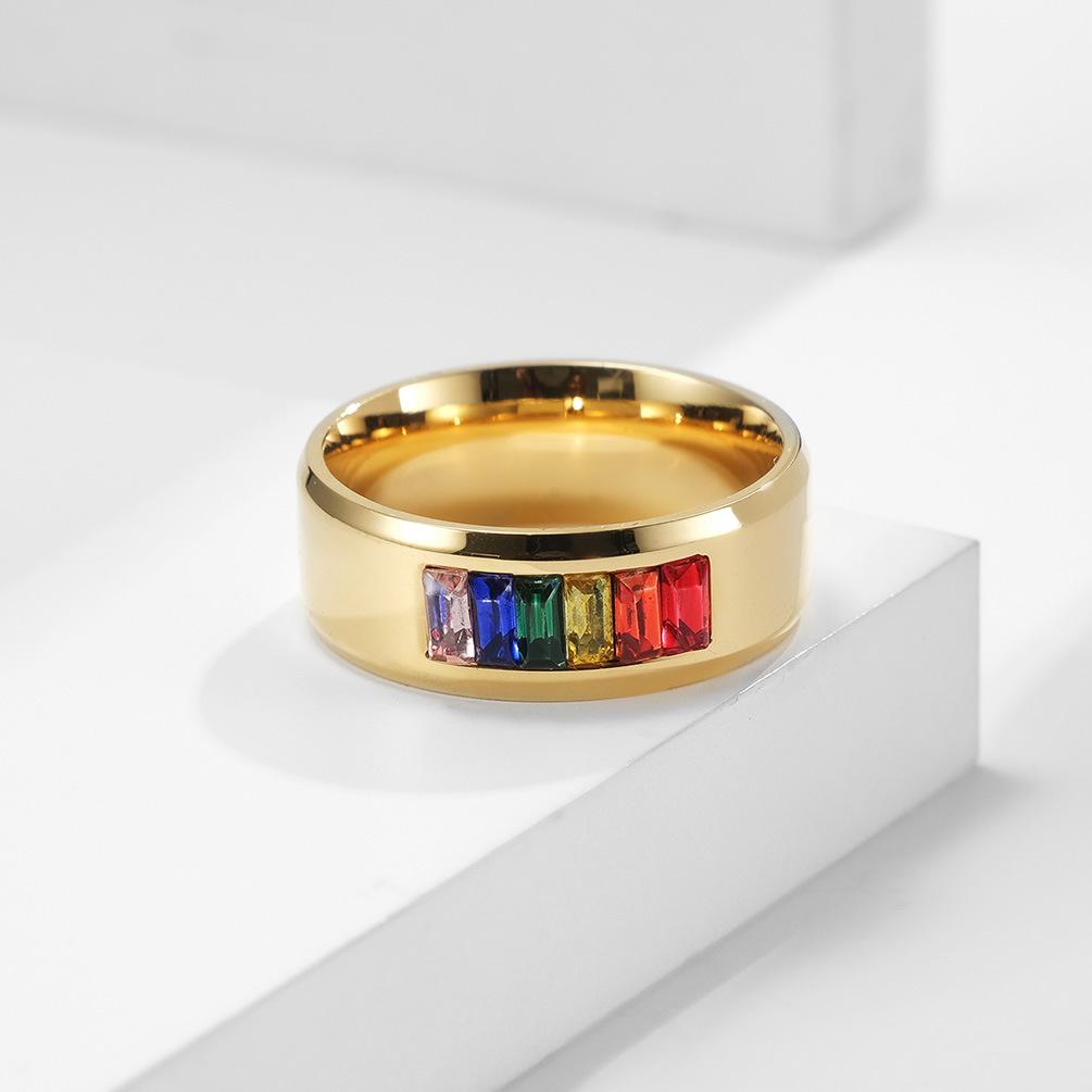 Anello Arcobaleno In Acciaio Inossidabile 316L – Sottile, Opaco, Colorato, Per Donne E Uomini, Gioiello LGBTQ+ Pride, Regalo Amicizia (Taglia 9)