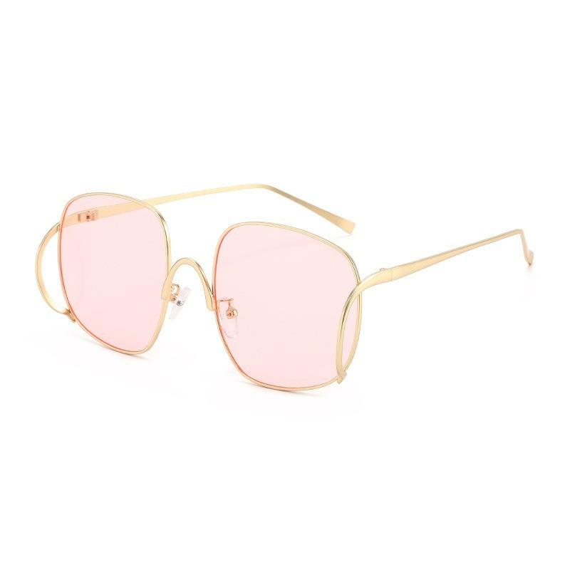 

Fashion Metal Square Frame Sunglasses With For Men Women Outdoor Activities Pink