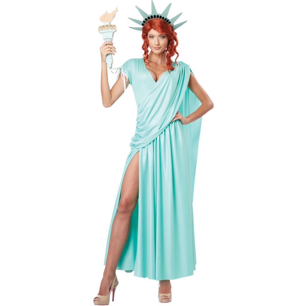 Halloween Cos American Free Muse Costume, Dress Shines the World Muse Statue Character Costume