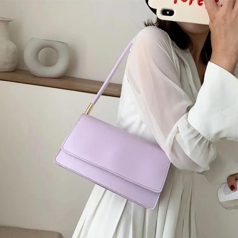 New Simple Shoulder Bag For Women PU Leather Armpit Bag Solid Color Lady Handbag Casual Girls Small Square Bag