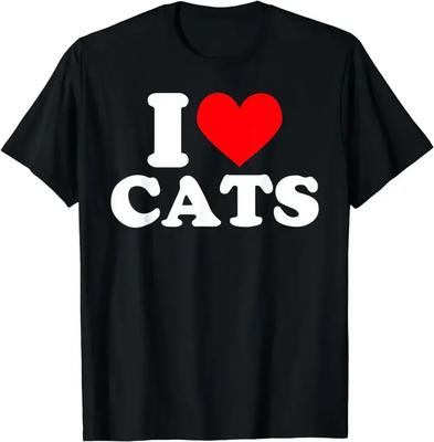 I Heart Cats I Love Cats T-shirt Graphic T Shirts Women Men Clothing Tees Tops Funny Vintage Custom Printed Clothes