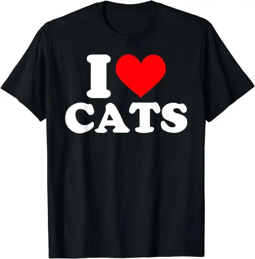 I Heart Cats I Love Cats T-shirt Graphic T Shirts Women Men Clothing Tees Tops Funny  Vintage Custom Printed Clothes