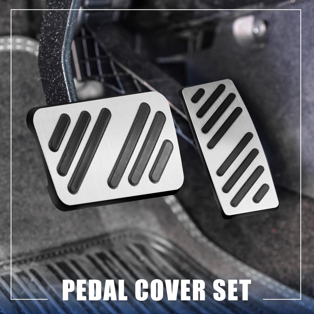 X AUTOHAUX Automatic Brake Pedal Pad Gas Accelerator Pedal Cover Aluminum Compatible with Cadillac XT4 XT5 XT6 Silver Tone Kit, Alloy, 2014-2021,