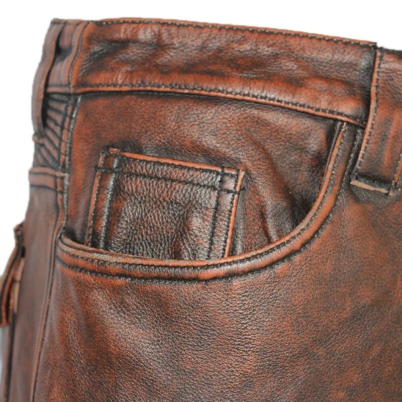 Spodnie motocyklowe ze skóry w rozmiarze chińskim dla mężczyzn, oryginalne, ochronne, skórzane, motocyklowe, ochronne, spodnie