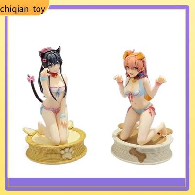 My Teen Romantic Comedy SNAFU Anime PVC Figure Yukino Yukinoshita Yui Yuigahama Cat Ear Dog Ear Swimsuit Kneeling Pose Statue