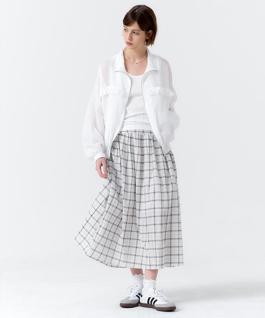 Eilubeu Check Long Skirt Aaresk103A