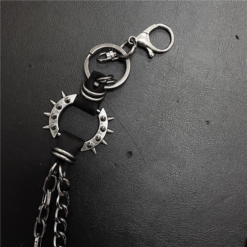 Vintage Punk Black Waist and Pants Chain with Exaggerated Spikes - Unisex Hip Hop Streetwear Accessory (2021)